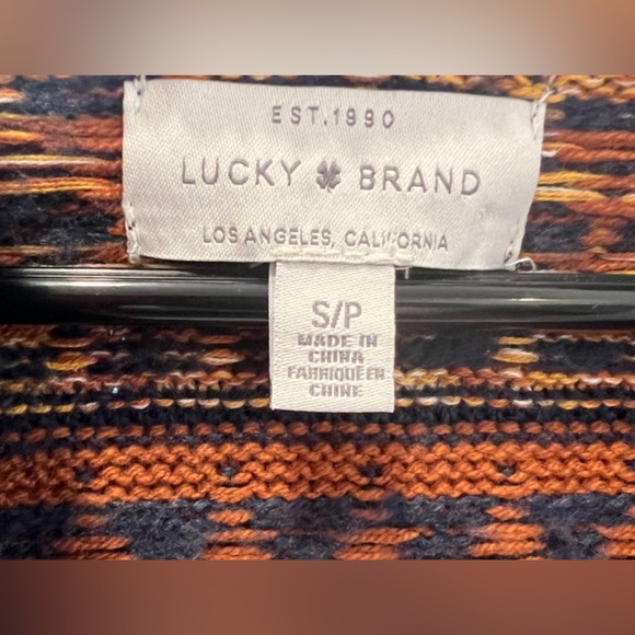 LUCKY BRAND Aztec Boho Hooded Cardigan Sweater size S - Picture 5 of 8